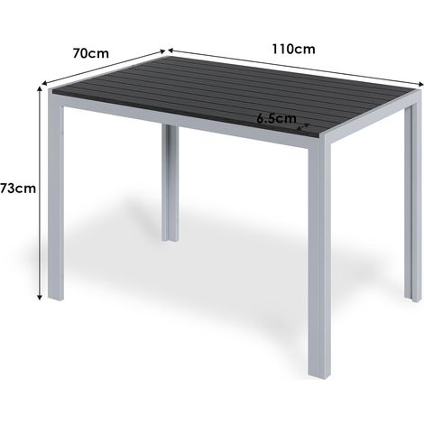 Gartentisch Quadratischer Balkontisch Bistrotisch Terrassentisch Esstisch Aluminium, WPC, wetterbeständig (110 x 70 cm, grau) (1/5)