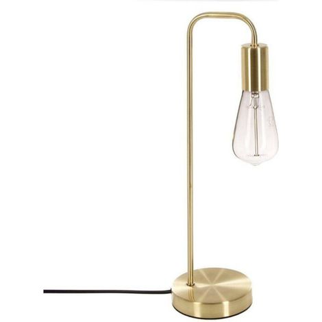 Lampe à Poser, Dorée, H 45 cm, Design Industriel en Métal - Pour Bureau, Chambre, Salon [Classe énergétique A] (1/2)