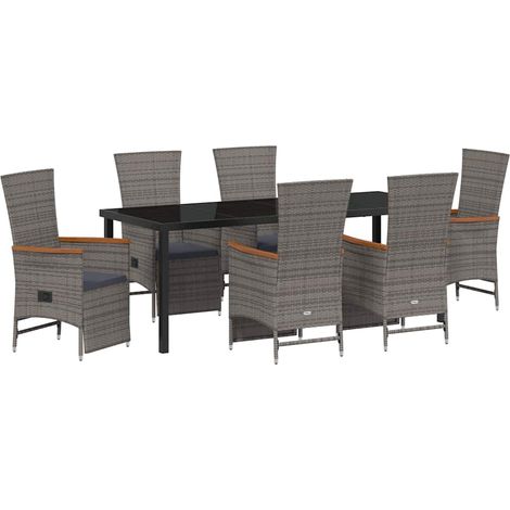 Maison Exclusive - Set da Pranzo per Giardino con cuscino 7 pcs Grigio polyrattan