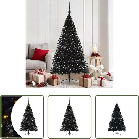 LED-Beleuchtung - Künstlicher vorbeleuchteter Weihnachtsbaum Schwarz 180 cm PVC (1/5)