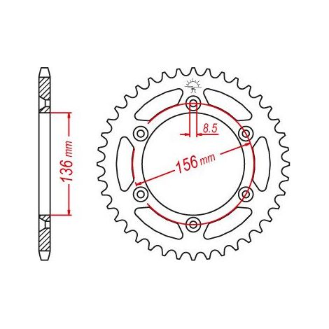 Couronne Acier TT Ultralight Husqvarna-Suzuki - 520 - 47 Dents - Similaire JTR822 - Made in Germany (1/2)