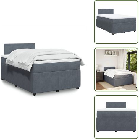Sommier à lattes de lit et matelas gris foncé 120x190cm velours - Sommier À Lattes De Lit - Sommiers À Lattes De Lit - Lit - Meuble De Chambre À Coucher (1/5)