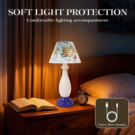 Lampe de table puzzle 3D, abat-jour floral, rechargeable USB, pour chambre et bureau，bleu (1/5)