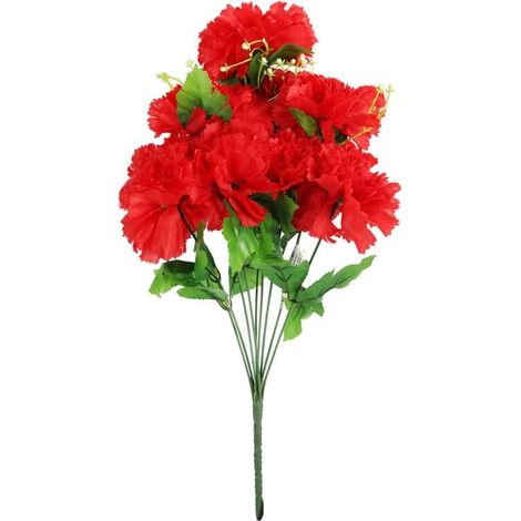 Eleganter Strauß künstlicher Nelken mit rotem Schleierkraut – 50 cm (1/3)
