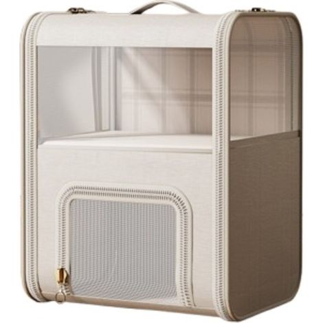 Sac à Dos Beige Double Couche pour Animaux - Portable & Aéré (1/4)