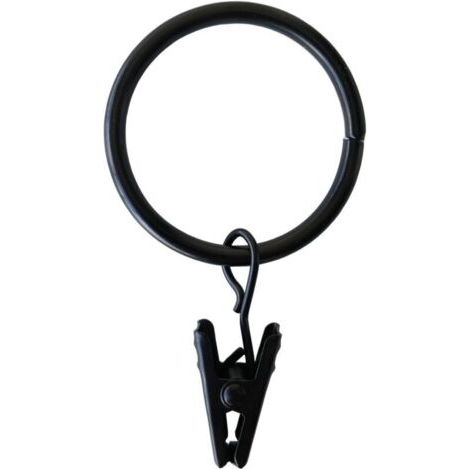 Lot de 50 clips de rideau en anneau en métal robuste pour rideau décoratif en anneau de rideau résistant à la rouille vintage compatible jusqu'à 6,1 cm tringle à rideau noir