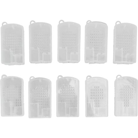 Paquete de 10 jaulas para abejas - Kit de herramientas de apicultura extragrande - Jaula de plástico para rey - Jaula coreana - Paquete de 10 - Herramienta para la cría de reinas