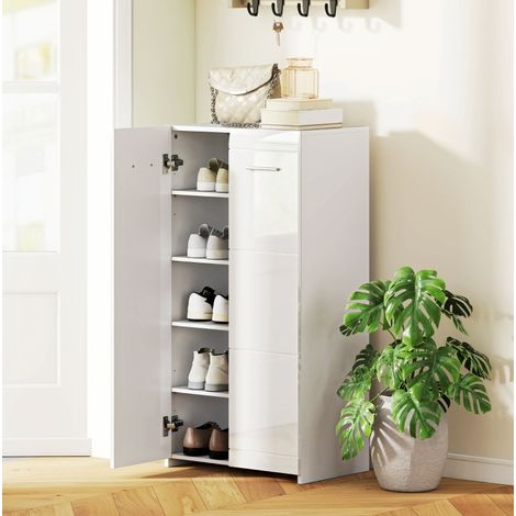 Zapatero con 3 estantes ajustables, capacidad para 10 pares, 55 x 36 x 108 cm, blanco HAVRYA (1/4)