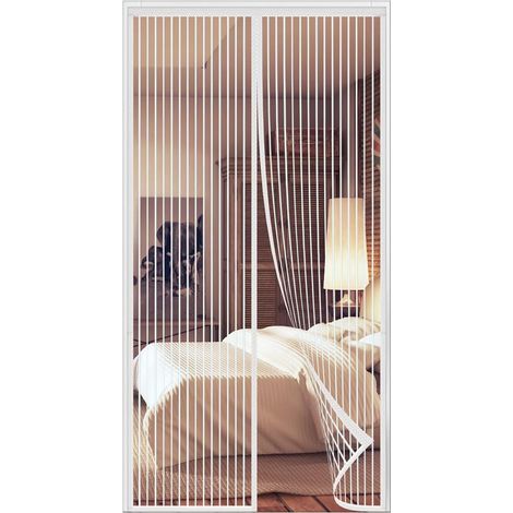 1 Moustiquaire Porte 80x210cm Fermeture Magnétique Automatique Filet Polyester Installation Adhésive Salon Patio (1/5)
