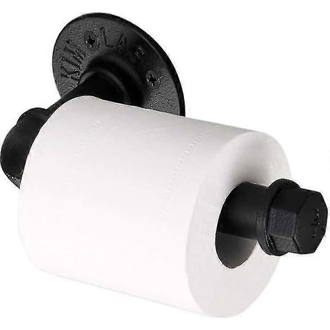 Porte-papier toilette style vintage, porte-rouleau de papier toilette industriel en tuyau de fer, porte-serviettes avec accessoires pour salle de bain, chambre, cuisine (noir) (1/5)