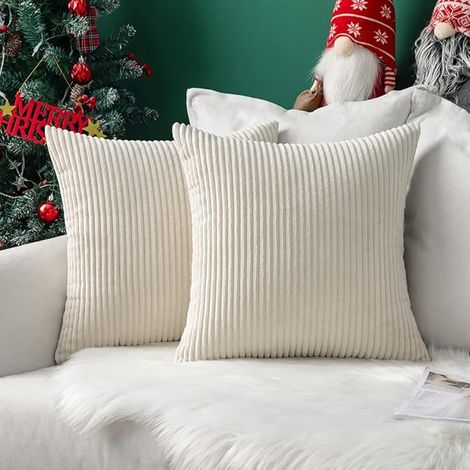Set di 2 federe decorative in velluto a coste, morbide federe per divano, soggiorno, camera da letto, divano letto, 40x40 cm, beige