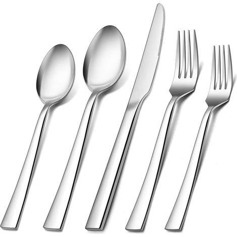Couteau Fourchette Cuillère - Service De Couverts En Acier Inoxydable - Pour 2 Personnes - 5 Pièces - Lavable En Lave-vaisselle (1/5)
