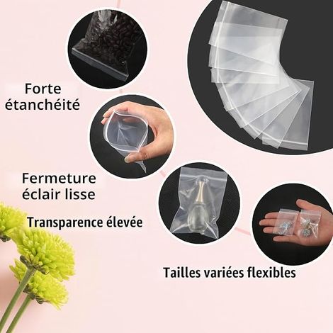 Sachets Plastiques Refermables Sachet Plastique Transparent 15x22cm Petit Taille Sachet Zip Pochon Plastique Stockage Hermétique Objets 100mµ (1/4)