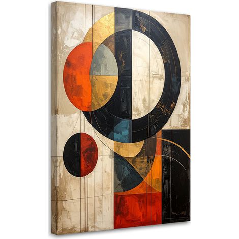 Stampe su Tela Astrazione geometrica con cerchi in nero e arancione 30x45 (1/5)
