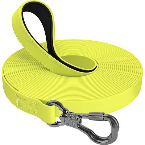 Hundeleine, 15 m wasserdichte Trainingsleine für Hunde, Hundeleine mit Komfortgriff und Karabinerhaken mit Verriegelung, robuste Leine für kleine, mittlere und große Hunde, Gelb (1/5)