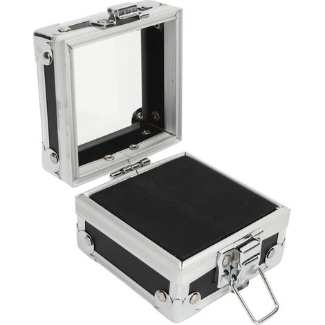 Boîte de rangement en alliage d'aluminium pour 25 embouts de fraise à ongles, organiseur noir de perçage et polissage. (1/5)