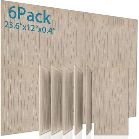 Juego de 6 paneles acústicos autoadhesivos, paneles aislantes de poliéster, paneles de pared insonorizantes de alta densidad, 60 x 30 x 1 cm, color albaricoque. (1/5)