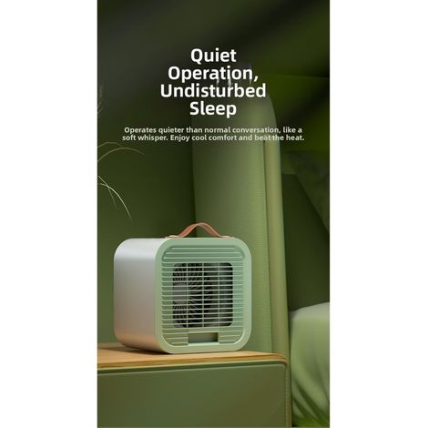 Ventilatore USB Portatile Silenzioso con Funzione Raffreddamento a Cristalli di Ghiaccio, 3 Velocità, Design Moderno e Compatto 20x17x12cm, Ideale per Ufficio e Casa (1/4)