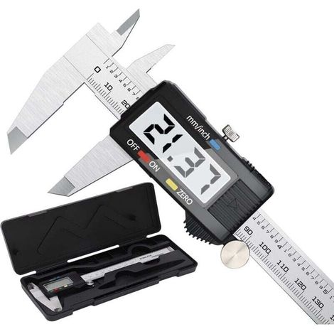 Pied a Coulisse, Pied à Coulisse Digital 150mm Acier Inoxydable Grand Écran LCD Précision Réglable 0.01mm, mm/inch conversion