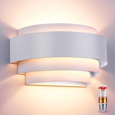 LED Wall Light for Indoor Use, E27 Base Metal Wall Lights with Ascendant and Downward Lighting Shadow Effects, LED Sconces Warm Light (1/5)