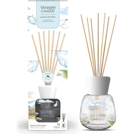 Yankee Candle Signature Difusor de Varillas Perfumado, Aroma Clean Cotton, hasta 10 Semanas de Fragancia, 100 ml, Regalo para Mujeres