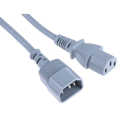 Câble d'alimentation, Gris, Connecteur C13, IEC vers C14, CEI, 2m ( Prix pour 1 ) (1/3)
