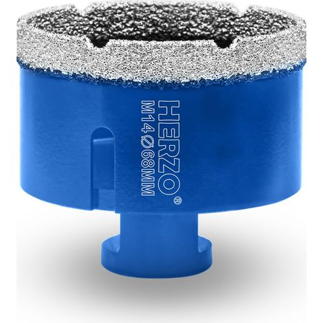 Forets Carrelage Diamant 68mm， Brasé Sous Vide，et Trépans avec Filetage M14 pour Perçage à sec en Porcelaine Carrelage Granit Marbre (1/5)