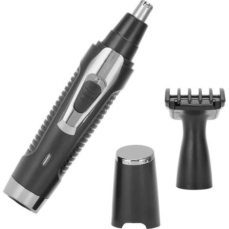 Tondeuse nez et sourcils professionnelle rechargeable 2 en 1, tondeuse multifonction avec peigne, rechargeable par USB, noir et argent (1/5)