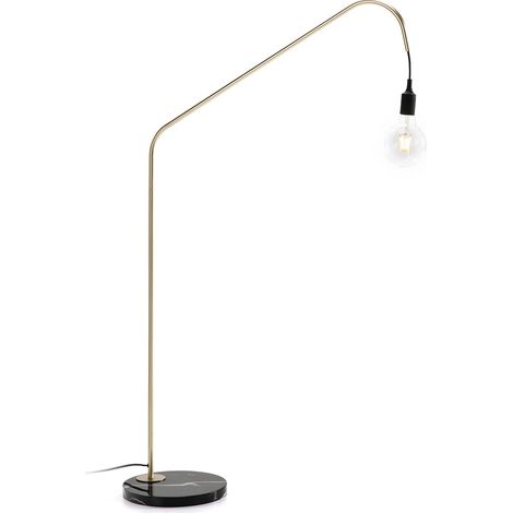 Lampadaire 80x30x142 Marbre Noir/Métal Doré