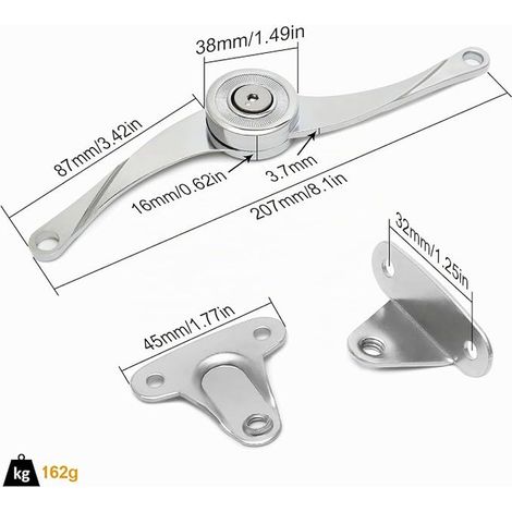 Charnière de Support de Couvercle avec Matériel de Montage, Charnières pour Placards de Support, Charnière de Soutien pour Placard, Armoire et Boîte à étagères (1/4)