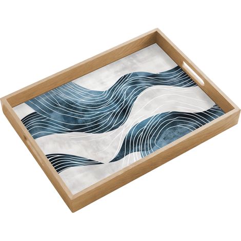 BANDEJA Líneas - Olas - Abstracto - Azul 50x35 cm