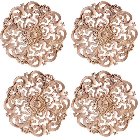 appliques en bois sculpté non peintes, style vintage européen, pour f (1/5)
