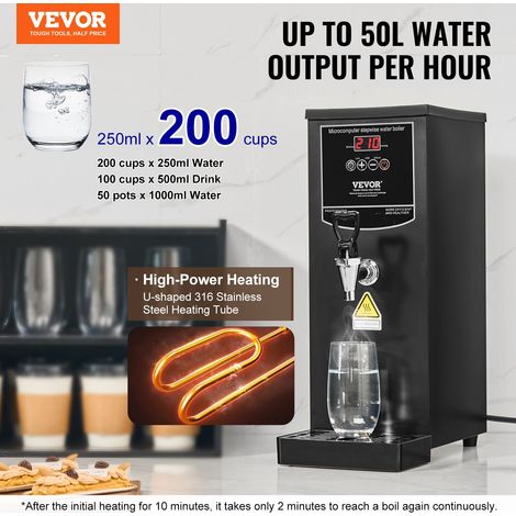 Distributeur d'Eau Chaude Électrique, Fontaine à Eau Chaude sur Réseau avec Débit 50 L/h, pour Café Thé Restauration Bureau, Bouill… (1/5)