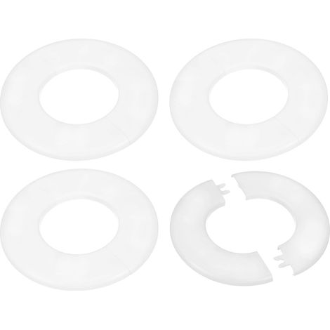 Rosace murale fendue 64 mm (2,52 po) – Lot de 4 caches-tubes ronds en ABS auto-adhésifs pour tuyaux d'eau et robinets (Blanc) (1/5)