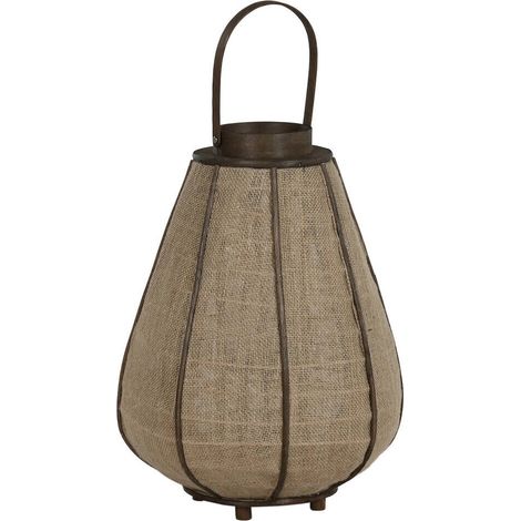 Photophore en jute et bambou naturel style oriental raffiné - Naturel jute et bambou (1/4)