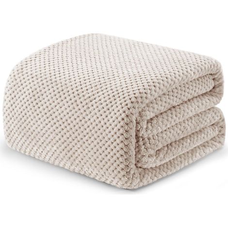 Mezcla Plaid Couverture Polaire Gaufré, 220x240 CM, Chameau (1/5)