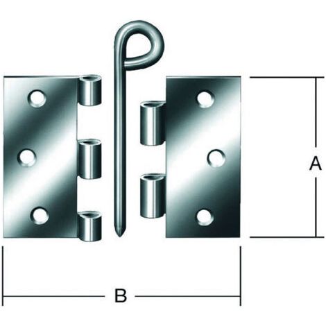 Charnière H.75mm B.45mm S.1,9mm Acier galvanisé bleu Rect.VORMANN (1/3)