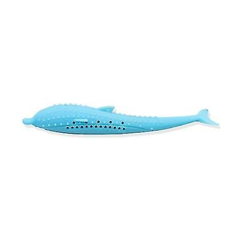 Brosse à dents pour chat en silicone souple bleu en forme de poisson, jouet pour le nettoyage interactif des dents et la stimulation des molaires, infusée à l'herbe à chat. Accessoires pour animaux de