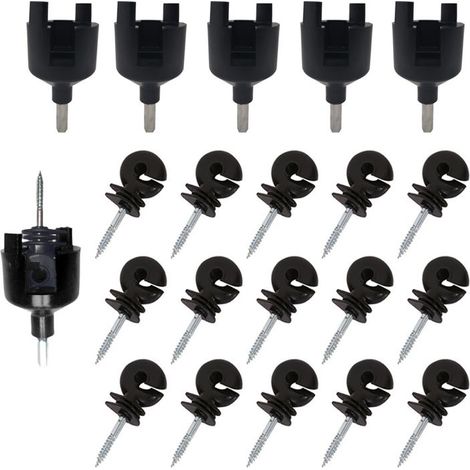 15 pièces Cloture Electrique a Visser Mandrin de Perceuse, Et Plus Facile à Installer Sans Vissage Manuel (5 manches noires + 10 combinaisons d'ongles de déduction de soi noire) (1/5)