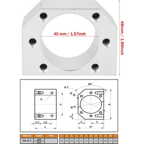 1 Stück DSG25H Kugelgewindemuttergehäuse-Sitz-Montagehalterung für SFU2505 / SFU2510 (1/5)