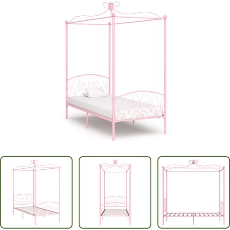 Rosa - Himmelbett-Gestell Rosa Metall 90 x 200 cm (1/5)