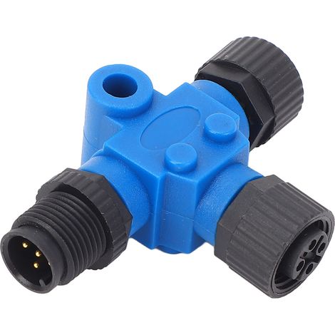 Ortviai Connecteur T NMEA 2000 M12 étanche IP67 pour réseaux marins – bleu, 5 broches, PA66 et laiton nickelé (1/5)