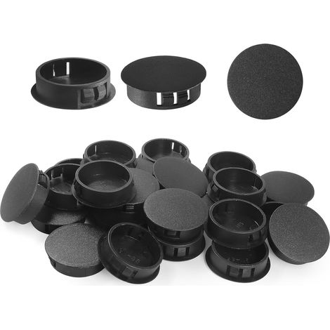Embouts d'insertion - Embouts de fixation ronds verrouillables - Pour tubes de poteaux de clôture de meubles - 35 mm, 30 unités - Noir (1/5)