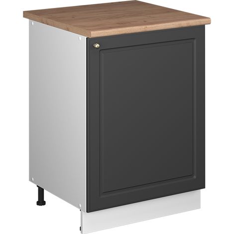 Mobiletto base cucina Fame-Line, Oro-antracite rustico/Bianco, 60 cm 1 anta con piano di lavoro, Vicco (1/5)