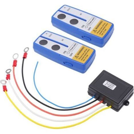 Kit de télécommande de treuil sans fil de 75 pieds alimenté par batterie intégré dans l'antenne indicateur LED universel pour voiture ATV camion (1/5)