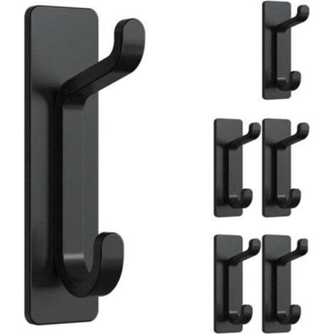 Stück, selbstklebende Wandhaken, Handtuchhalter für Bad und Küche, Geschirrtuchhaken, selbstklebende Garderobe, Wandmontage ohne Bohren, wasserdicht, rostfrei, schwarz (1/5)