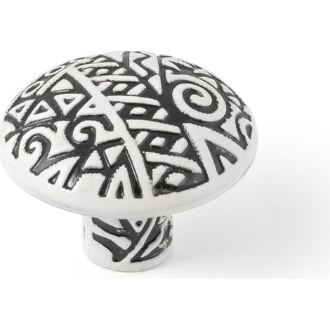 Pomo para Mueble  Estilo Decorativo  Fabricado en Zamak  Acabado en Blanco  Medidas 353527 mm  Sistema de Fijación  Incluye Tornillos M4  2 Unidades -