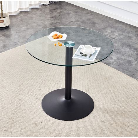 Bartisch rund aus Glas und Metall, transparent/schwarz, Ø85x76 cm (1/5)