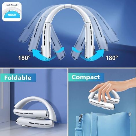 Ventilateur de cou, ventilateur de cou portable rechargeable, alimenté par USB-C 4000 mAh portable, (1/5)