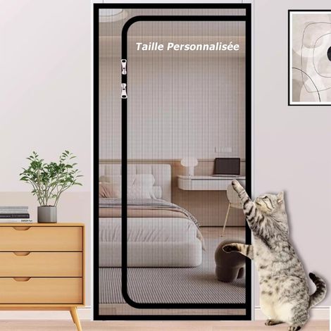 Moustiquaire pour Chat pour Balcon de Taille Personnalisée, Porte de Protection pour Animaux de Compagnie avec Fermeture Éclair pour Chambre à coucher, Cuisine, Terrasse
